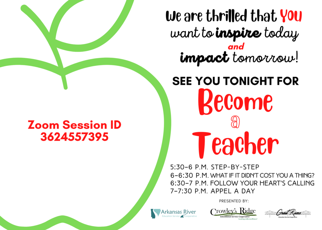 If you want to become a teacher,  join us for an informational zoom that will take place tonight at 5:30 PM using the attached link.
