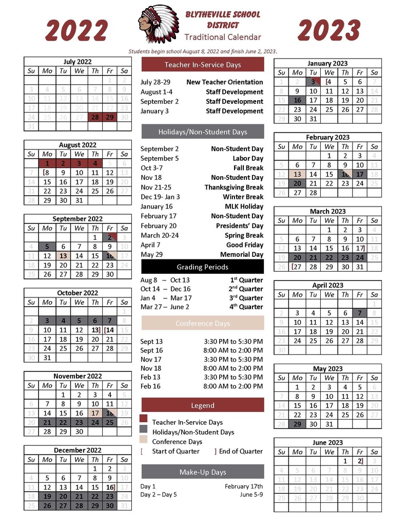 BSD 2022-23 Calendar